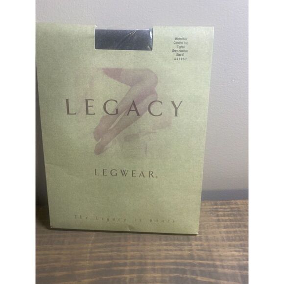 Legacy Legwear Microfiber Control Top Tights GREY HEATHER-SIZE E - A31857 - New - Picture 1 of 4